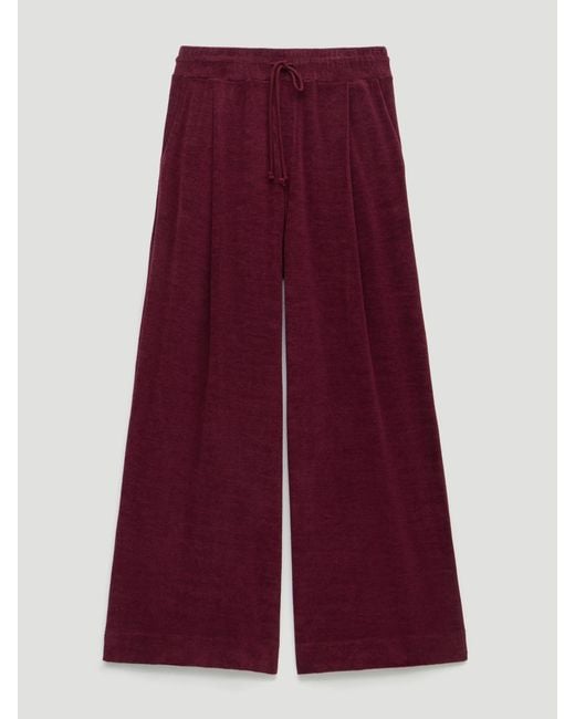 Hush Red Towelling Wide Leg Joggers