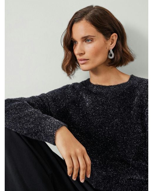Hush Blue Jaime Metallic Tinsel Crew Neck Jumper