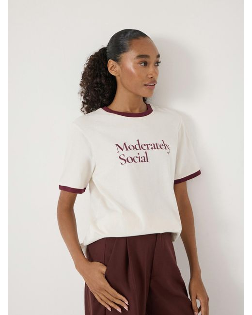 Hush White Moderately Social Ringer T-Shirt