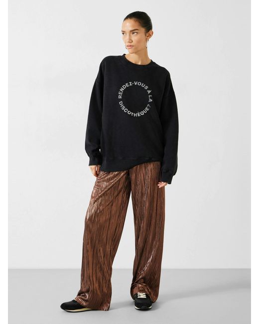 Hush Black Reva Pleated Wide Leg Trousers