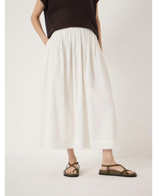 Hush Natural Maddie Pleated Cotton Voile Midi Skirt