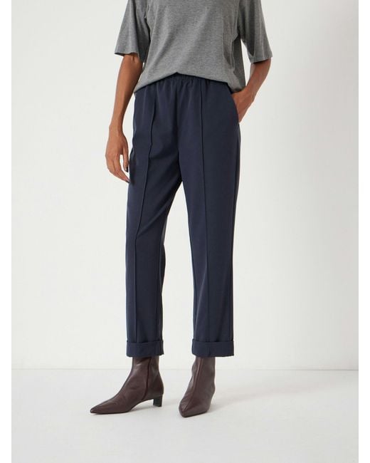 Hush Blue Slim Pull On Tailored Trousers