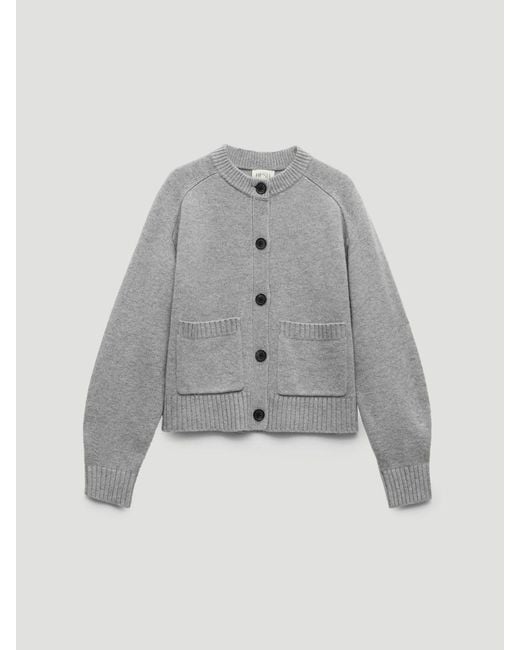 Hush Gray Soph Crew Neck Merino Cardigan
