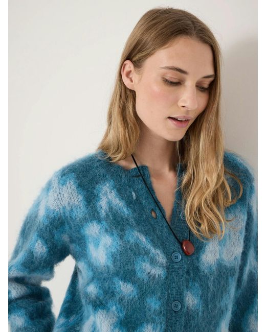 Hush Blue Florrie Patterned Cardigan With Wool