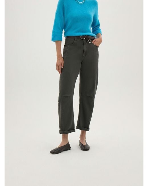 Hush Blue Cordi Warm Twill Barrel Leg Trousers