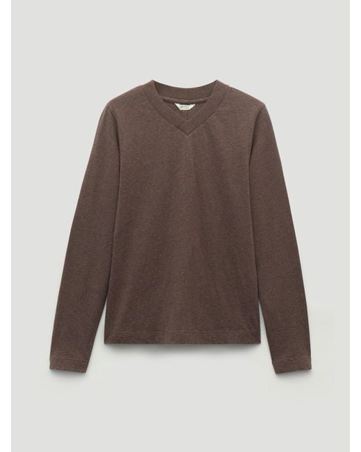 Hush Brown Hols High V Neck Long Sleeve Top