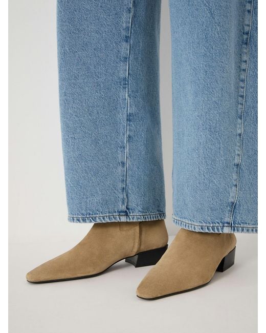 Hush Blue Suede Square-Toe Boots