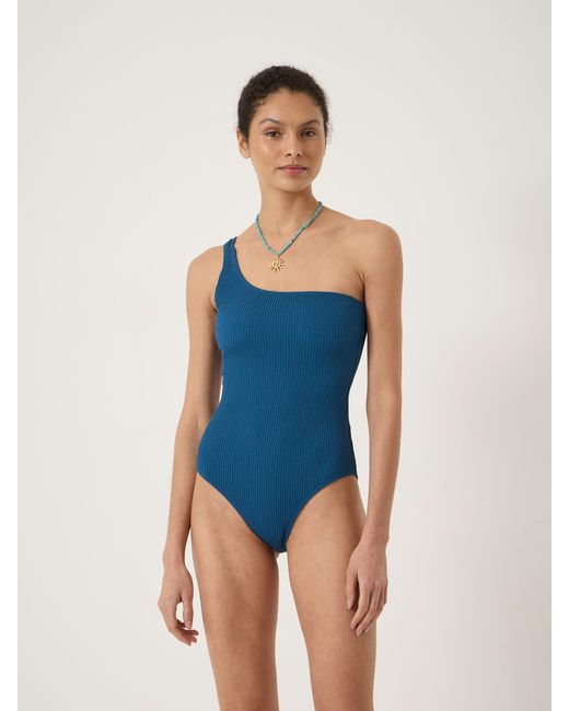 Hush Blue One Shoulder Crinkle Swimsuit