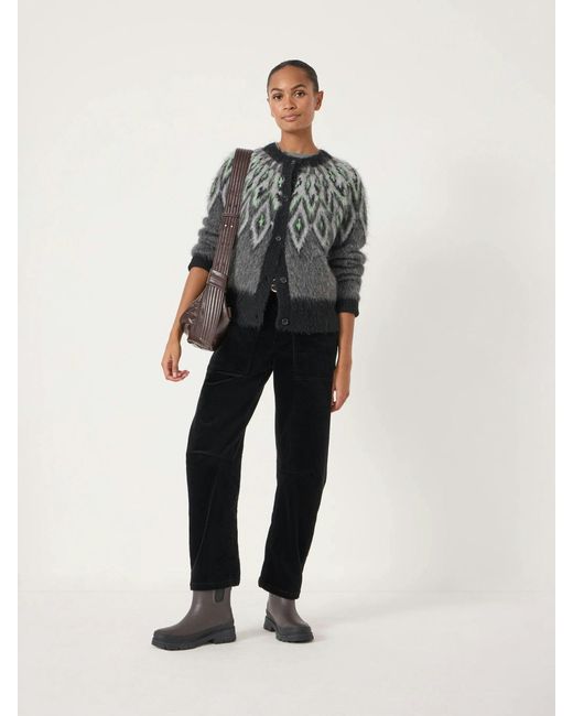 Hush Gray Brushed Fairisle Cardigan With Mohair