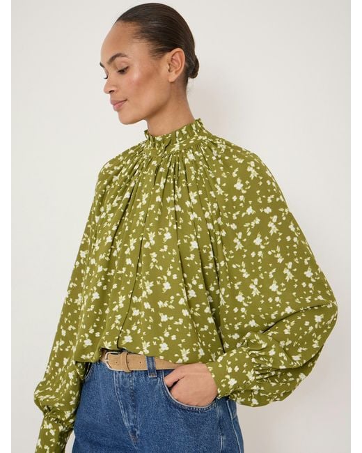 Hush Blue Fleur Floaty Chiffon Blouse