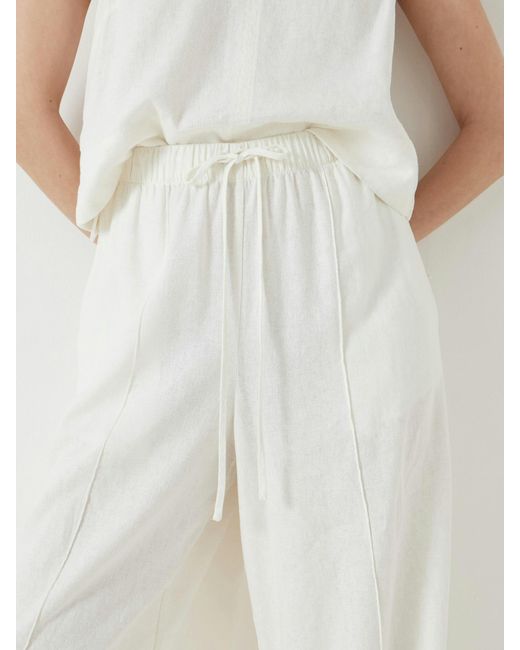 Hush White Linen Blend Petunia Wide Leg Trousers