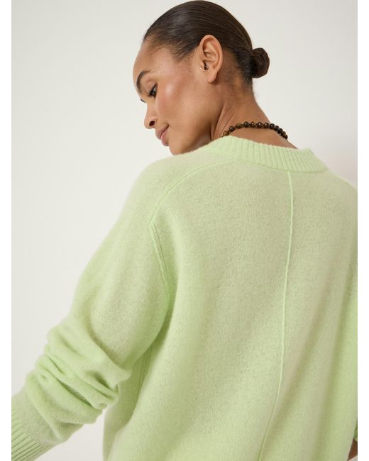 Hush Green Colette Cashmere V-Neck Saddle Sleeve Jumper