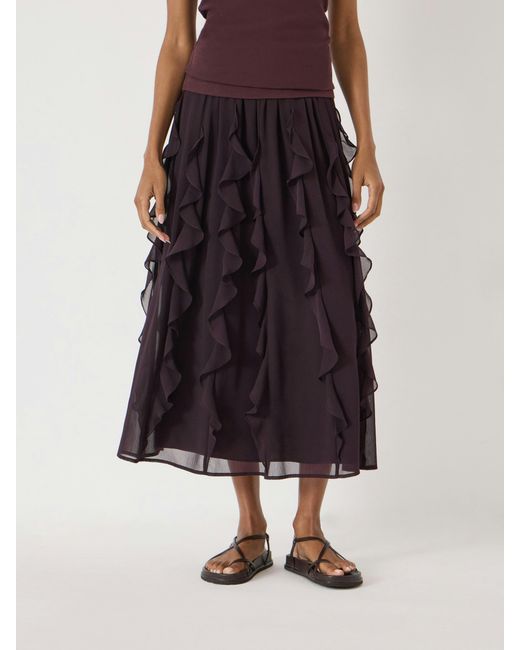 Hush Multicolor Lanae Chiffon Ruffle Midi Skirt