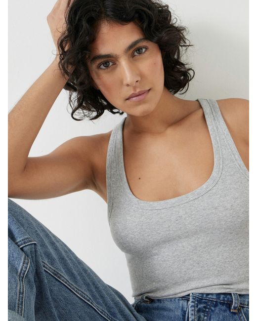 Hush Blue Scoop Neck Ribbed Vest