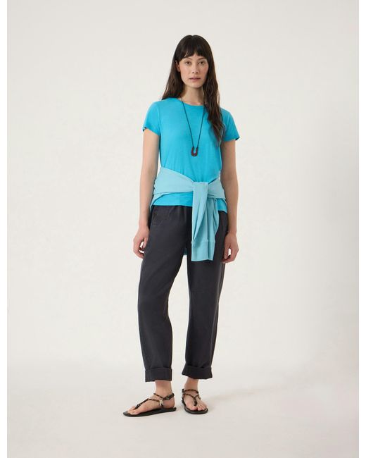 Hush Blue Slim Fit Slub Crew T-Shirt