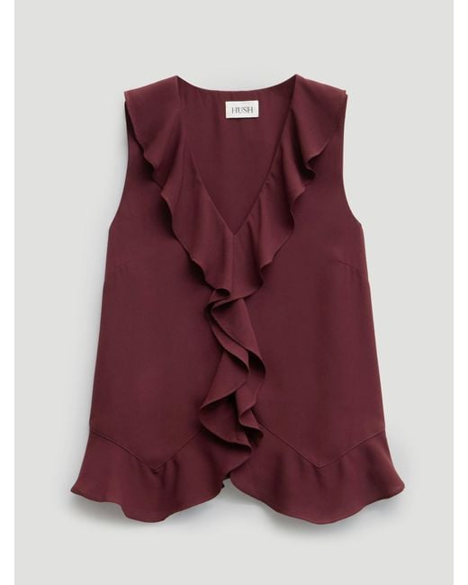 Hush Red Charlie Chiffon Ruffle Blouse