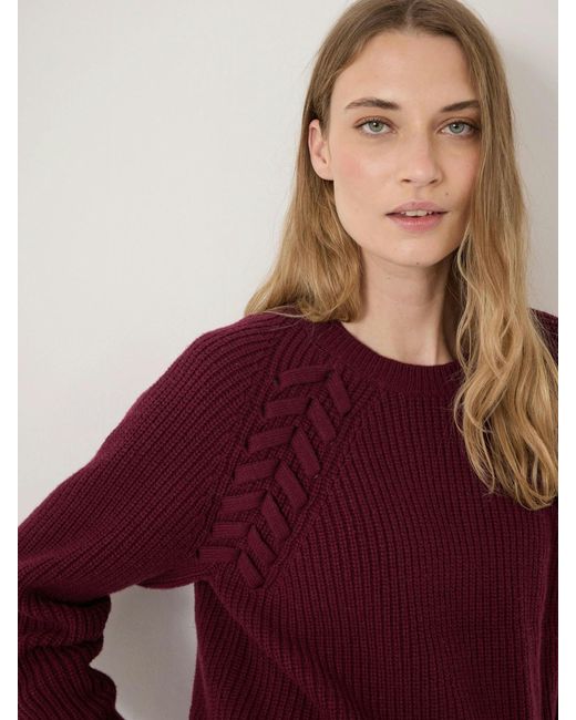 Hush Red Mel Wool Blend Plait Trim Jumper