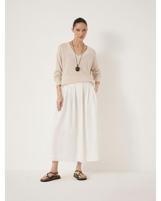 Hush Natural Coralie Linen Blend V Neck Jumper