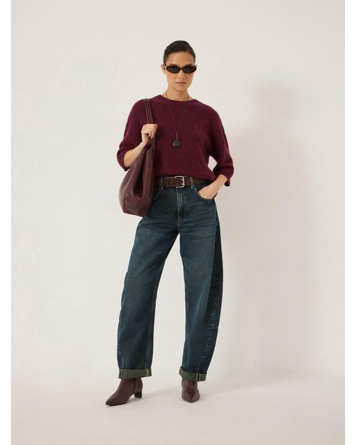 Hush Red Arlette Pointelle Stitch Knitted Tee