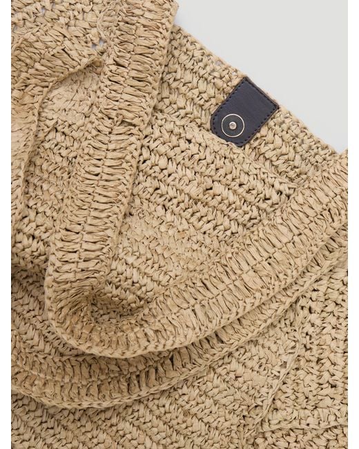 Hush Orange Aster Raffia Panel Tote Bag