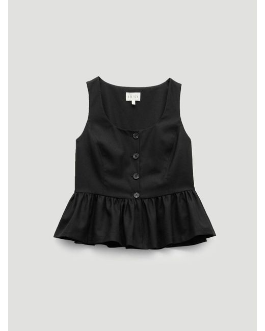 Hush White Peplum Wool Waistcoat
