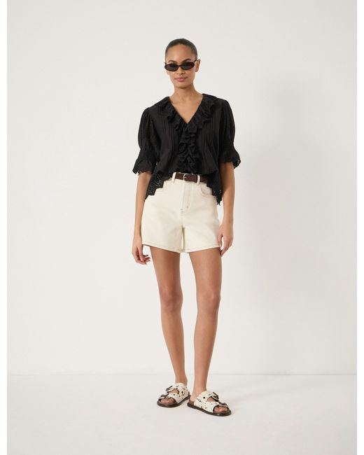 Hush Black Koa Cotton Broderie Blouse