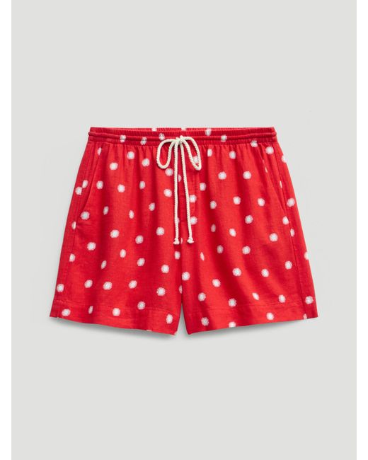 Hush Red Aveena Linen Blend Drawstring Star Short