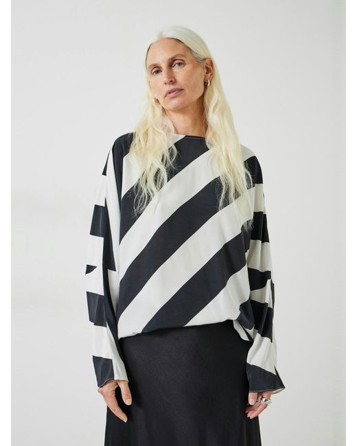 Hush White Whitney Diagonal Oversized Stripe Top