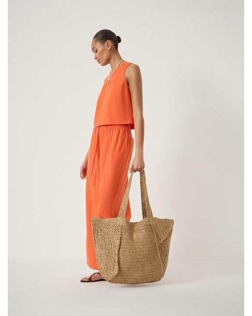 Hush Orange Aster Raffia Panel Tote Bag