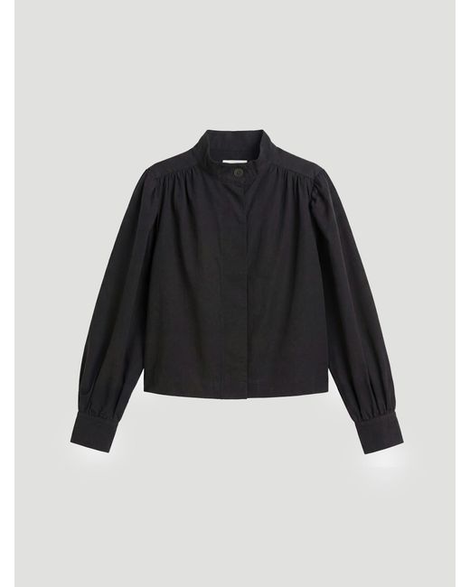 Hush Black Solara Gathered Cropped Cotton Jacket