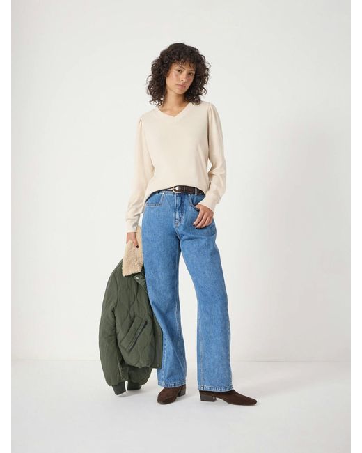 Hush Blue Emily V-Neck Puff Sleeve Top