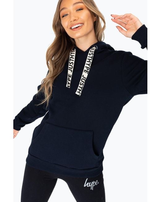 Hype Womens Blue Hype Drawstring Pullover Hoodie