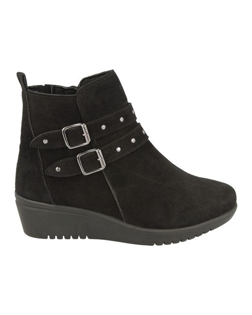 DB Shoes Leather S Wide Fit Cuckoo Boots in Black Suede (Black) | Lyst UK