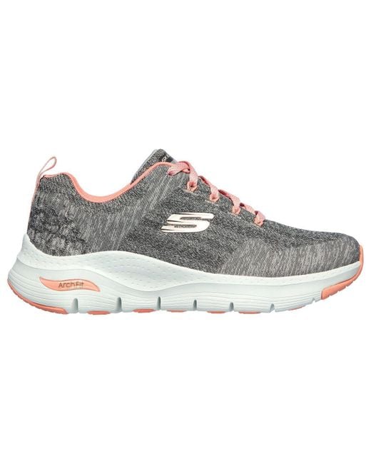 Skechers S Wide Fit Comfy Wave 149414 Arch Fit Trainers in Gray | Lyst