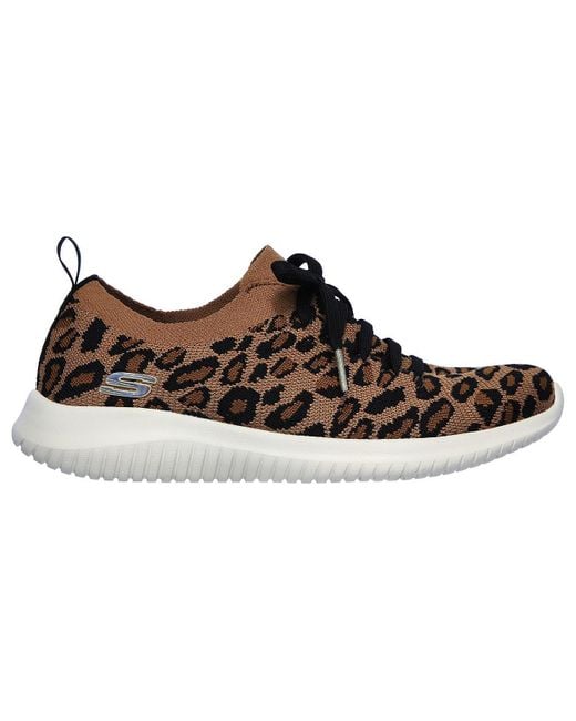 Skechers S Wide Fit Safari Tour Leopard Memory Foam Shoes in Brown | Lyst