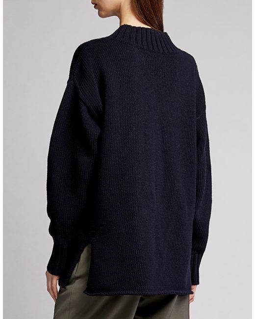 JOSEPH Cotton Sloppy Joe Vneck Sweater in Navy (Blue) Lyst