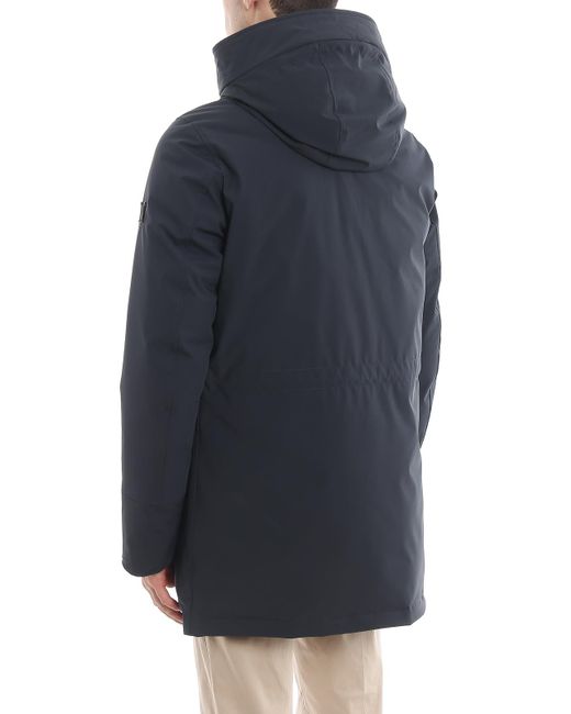 Woolrich Stretch Mountain Parka Hooded Coat in Blue for Men - Lyst