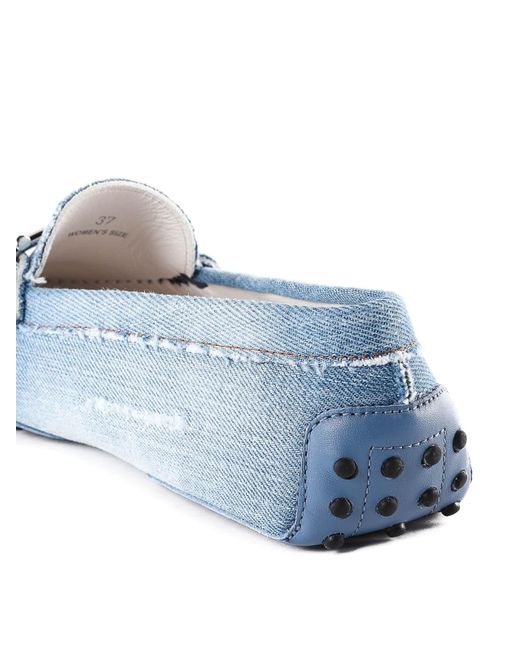 tod's gommino denim loafers