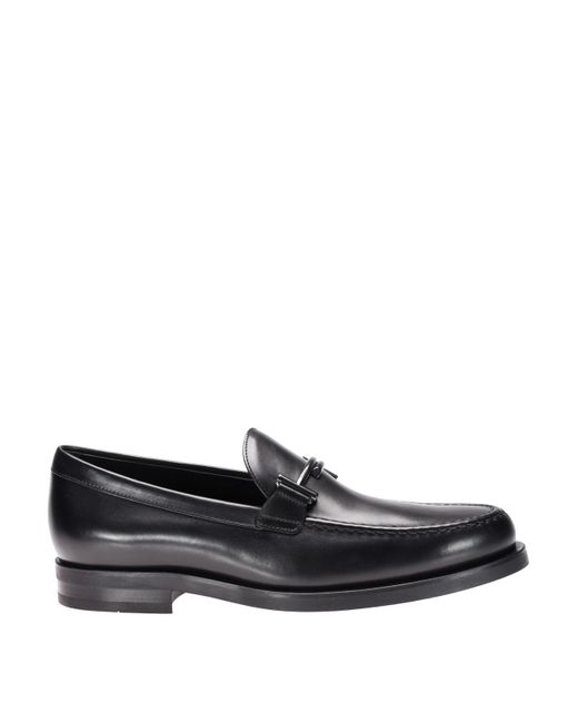 Tod's Double T Glossy Leather Loafers in Black for Men - Lyst