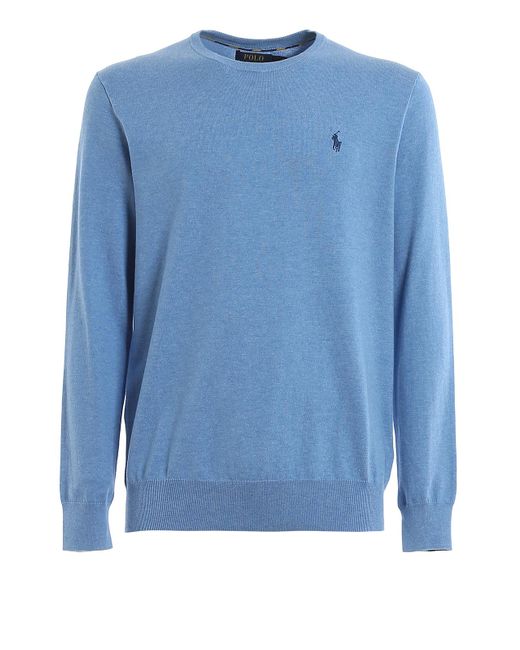 Polo Ralph Lauren Light Blue Cotton Crew Neck Jumper for Men - Lyst