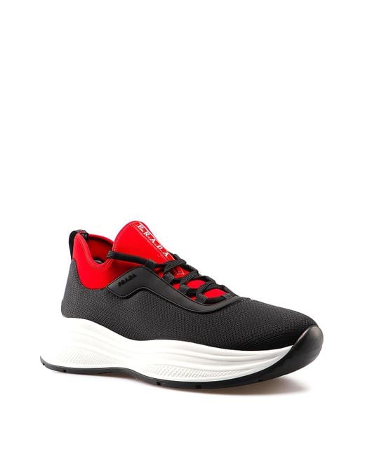Prada Neoprene Americas Cup Xl Red Detailed Sneakers in Black for Men ...