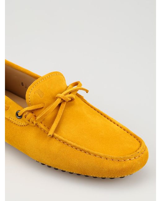 Tod's New Laccetto Mustard Yellow Suede Loafers for Men - Lyst