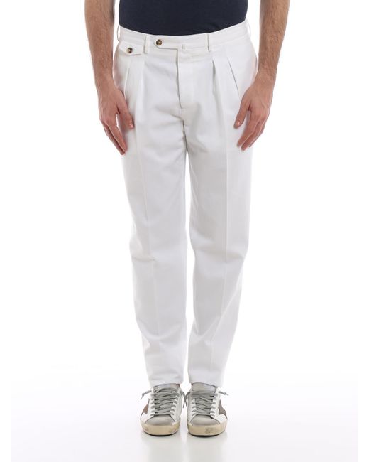 PT Torino The Draper White Cotton Trousers for Men - Lyst