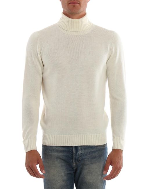 Drumohr White Merino Wool Turtleneck Sweater for Men - Lyst