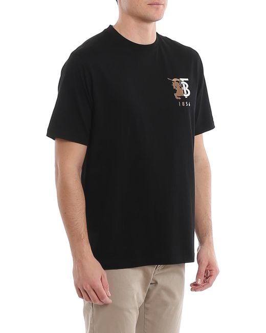 Burberry Hesford Tb Monogram Embroidery T-shirt in Black for Men - Lyst