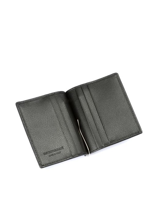 Emporio Armani Leather Bifold Money Clip Wallet in Black for Men - Lyst