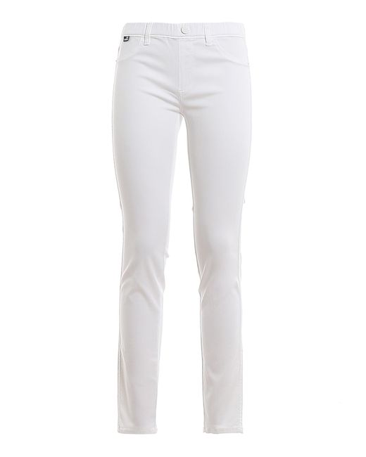 elastic waist white jeans