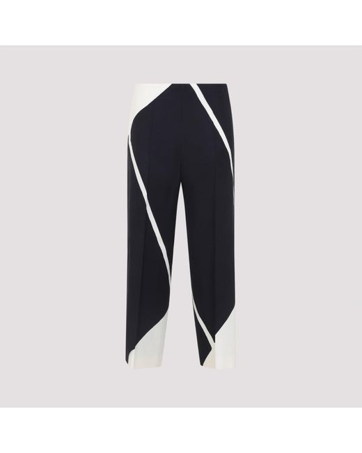 Alberta Ferretti Blue Twill Printed Pants