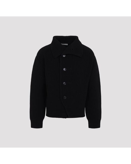 Dries Van Noten Black Marino Wool Cardigan for men