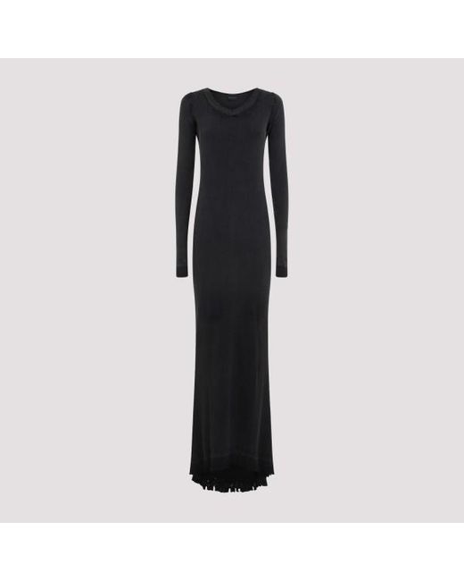 Balenciaga Washed Black Cotton Lingerie Maxi Dress